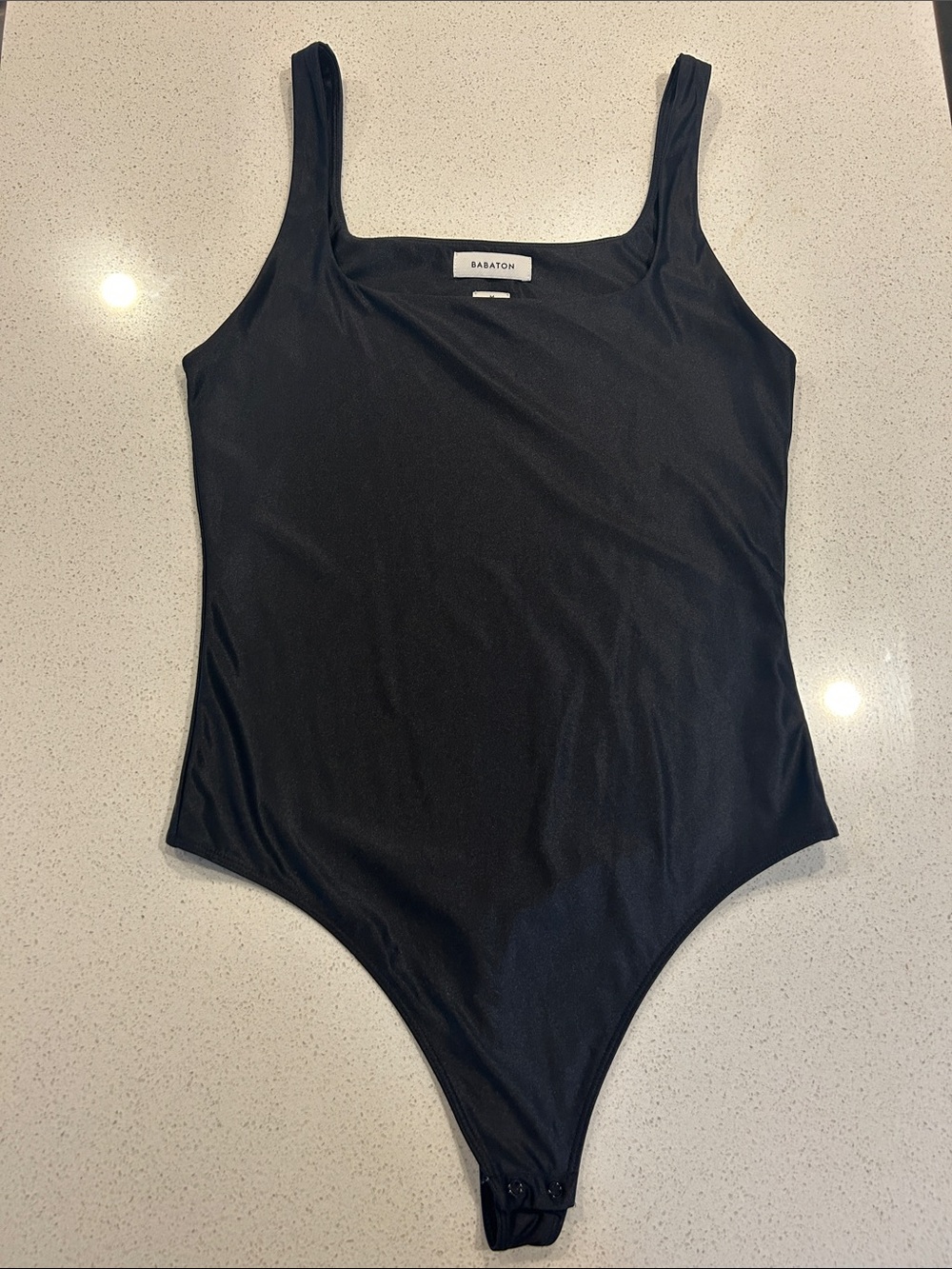 Aritzia Babaton Black Square-Neck Bodysuit